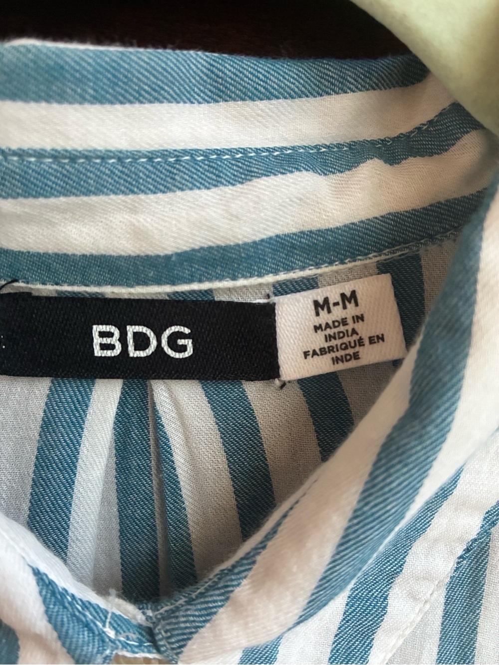 BDG Blue & White Striped Oversized Button Front Shirt Medium - Picture 3 of 5